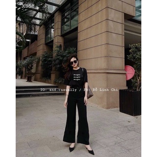 Set áo thun quần suông ống loe