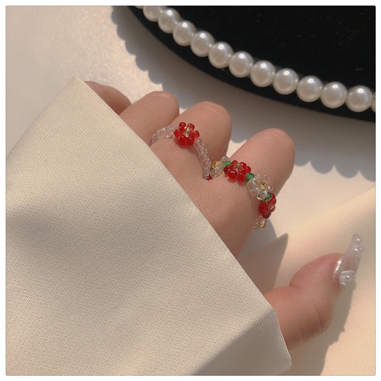 Nhẫn trong suốt đính hạt đơn giản phong cách Hàn Quốc thời trang cho nữ