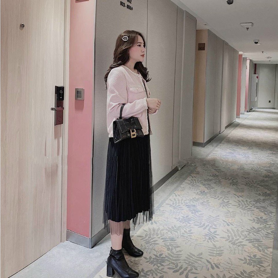 Chân váy xếp li dài pha voan | BigBuy360 - bigbuy360.vn