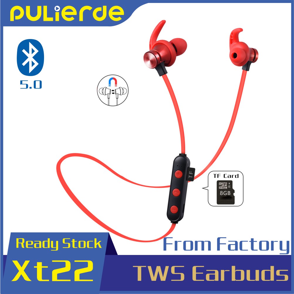 Tai nghe Pulierde XT22 bluetooth không dây thể thao có mic hỗ trợ thẻ nhớ TF tiện dụng