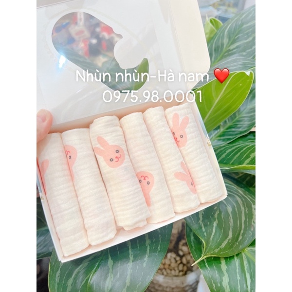 (Nhùn nhùn)Khăn sữa Mipbi/ khăn tắm sợi tre Mipbi cao cấp 30*30( set túi 10 c/ set hộp 6c như hình)