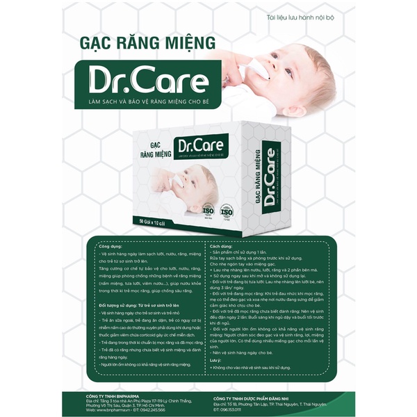 Gạc Rơ Lưỡi DR.CARE 10 Cái / Gói (Không Tẩm Sẵn Dung Dịch Rơ Lưỡi)