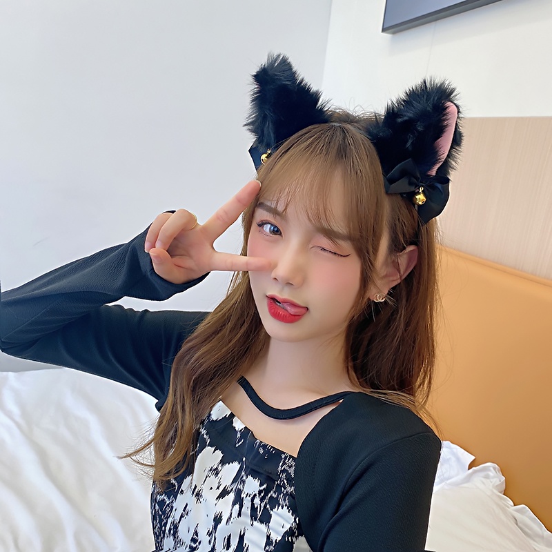 Cài tóc kiểu tai mèo hoạt hình có chuông