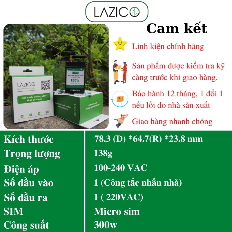 Điều khiển từ xa bằng điện thoại 220V cho máy bơm LAZICO ES01S