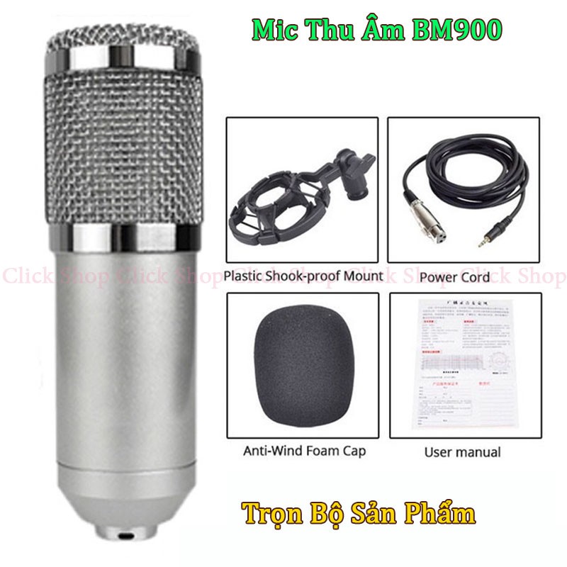 Micro Thu Âm BM900 Chạy Dòng Điện 5V Tích Hợp Các Sound Card và Mixer- Ngoài ra Mic Live Stream BM900 Lọc Âm Thanh Tốt