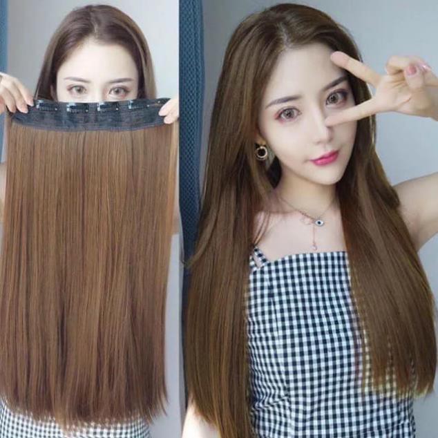 Tóc kẹp dải 6 phím chữ U, tóc giả kẹp dải thẳng