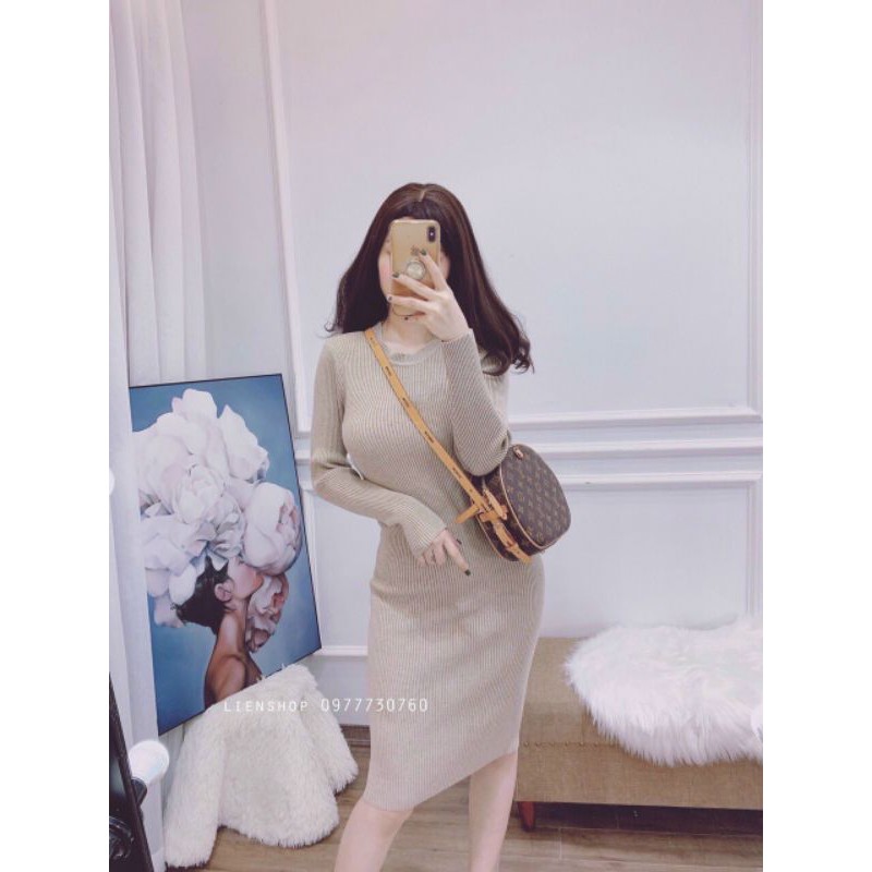 Váy len body dài tay cổ tròn dáng dài hot hit QC HÀNG SẴN | BigBuy360 - bigbuy360.vn