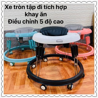 [Nhập MKBCSALE06 giảm 8%] Xe tròn tập đi kiêm xe ăn dặm, xe tròn Mommy Kids điều chỉnh 5 độ cao