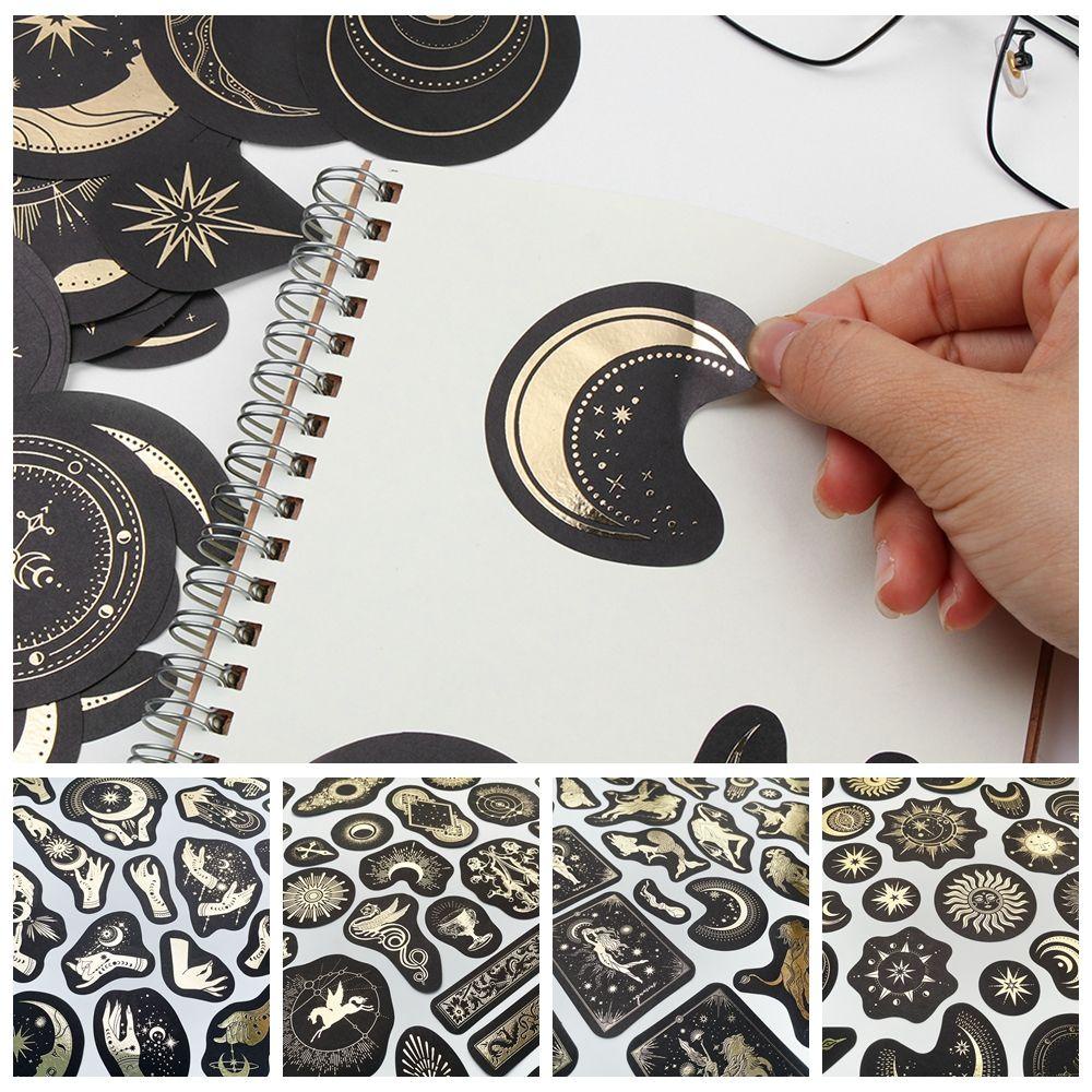 1 Bộ Sticker Dán Trang Trí Sổ Lưu Niệm Hình Mặt Trời Mặt Trăng