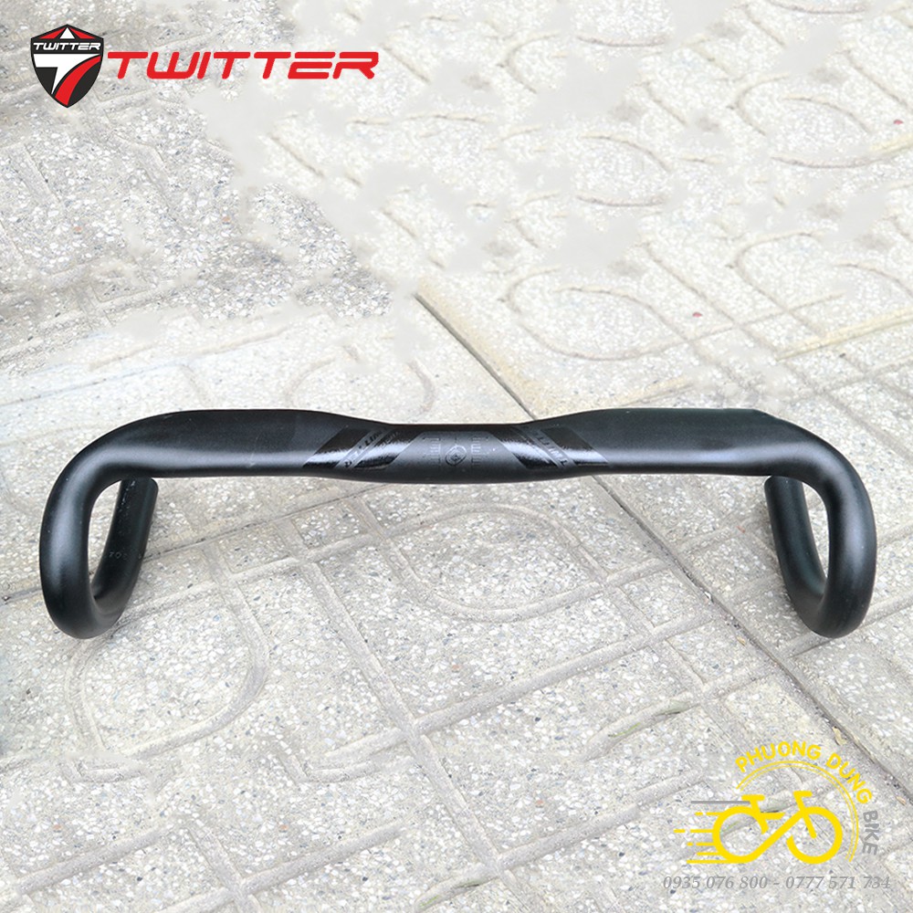 Ghi đông nhôm dẹp xe đạp road TWITTER RETROSPEC 420x31.8mm
