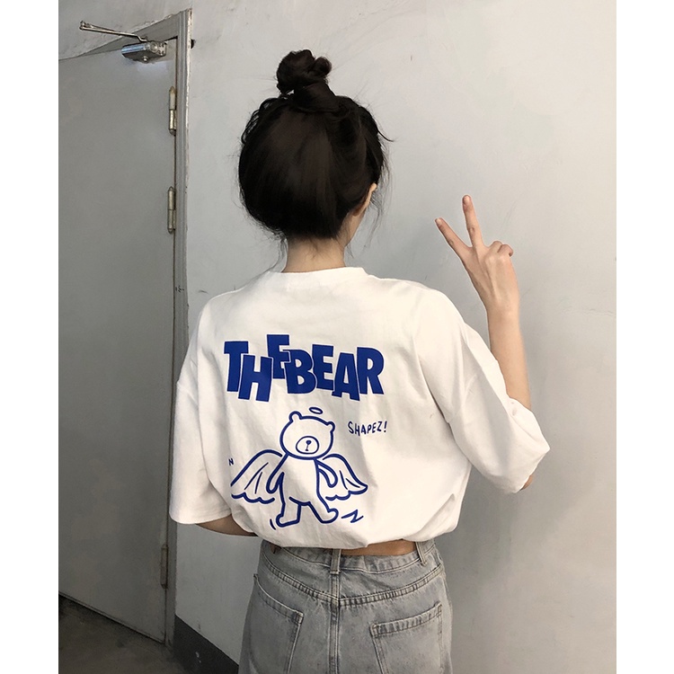 Áo thun Xiaozhainv ngắn tay dáng rộng thiết kế giản dị thời trang cho nữ