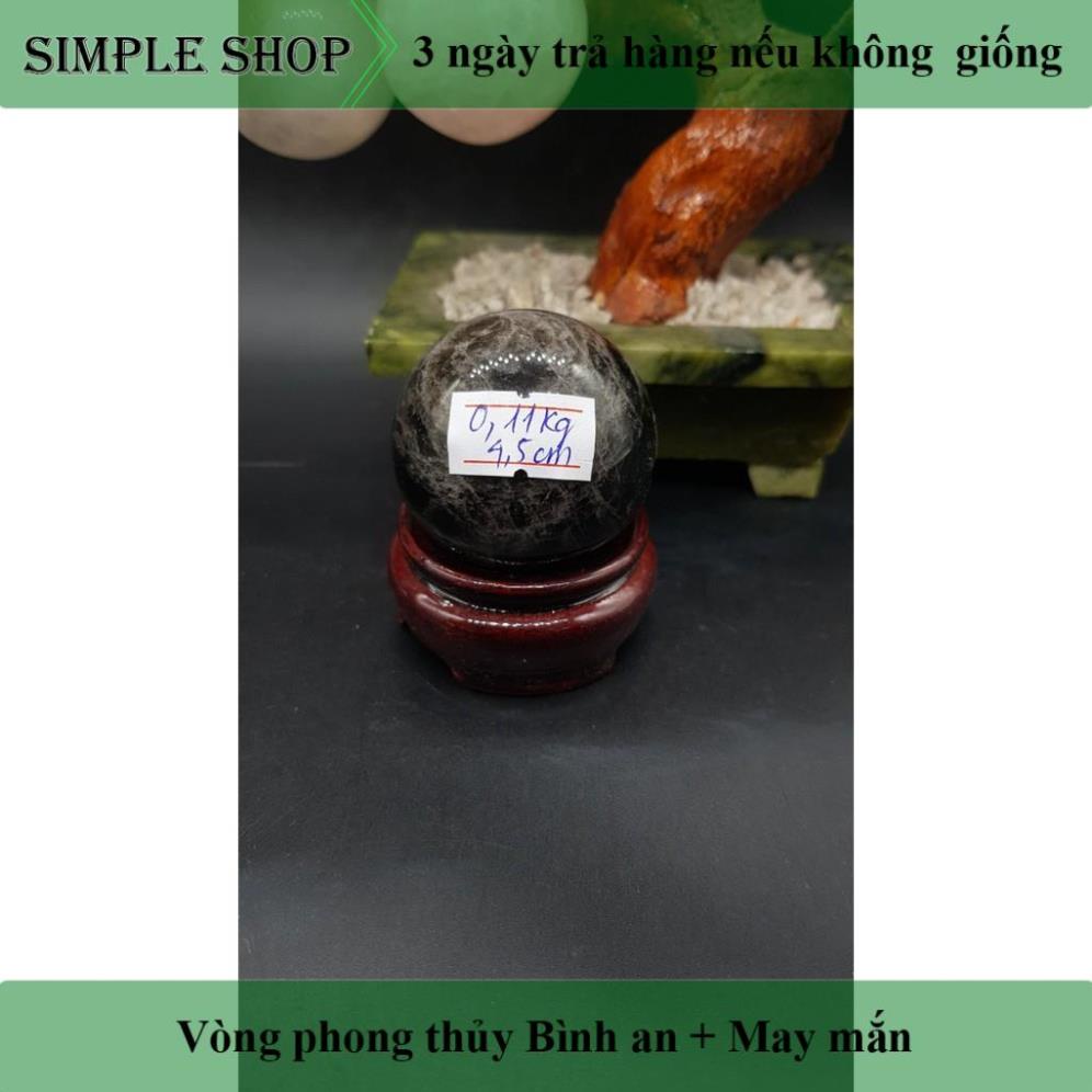 (KÈM ĐẾ) Quả cầu Màu Đen có vân Kích hoạt công danh, sự nghiệp, tài lộc - size bi 0.1kg đường kính 4.5cm