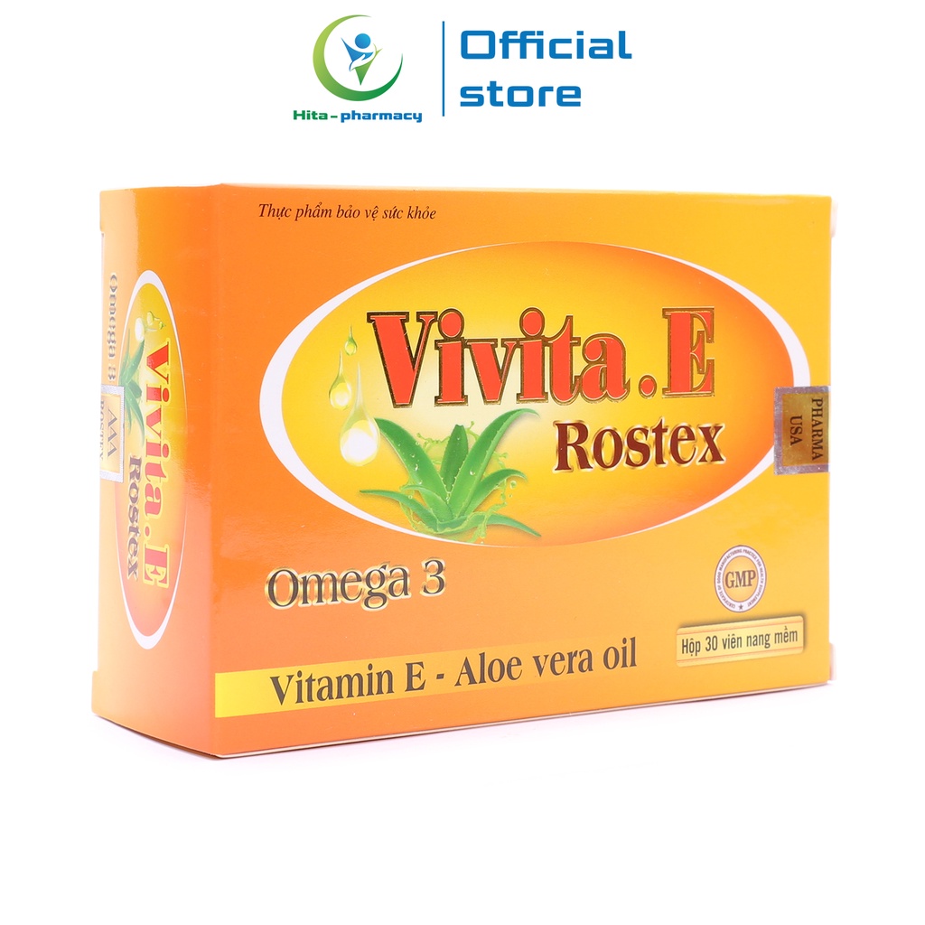 Viên uống đẹp da Vivita E HDPHARMA bổ sung Vitamin E, Omega 3 - 30 viên [Vivita. E Rostex Vàng]