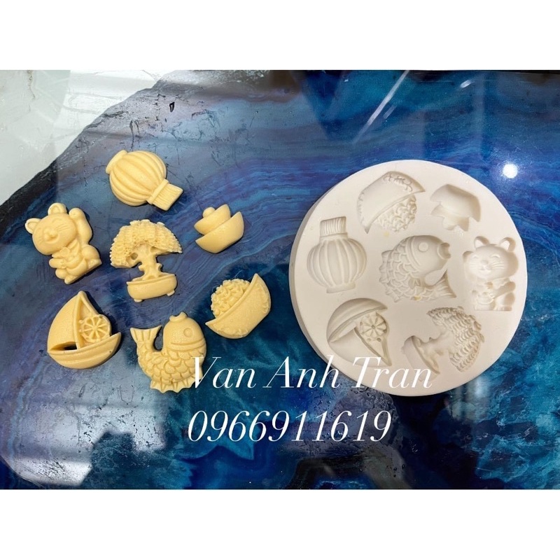 khuôn silicon cá chép đèn lồng mèo tài lộc hàng đẹp