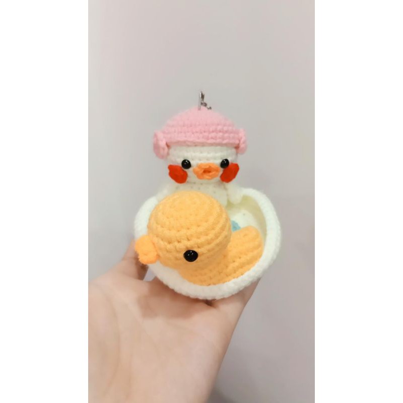 Móc khóa vịt Lalafanfan bằng len - Móc khóa bé vịt chu mỏ