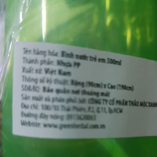 Bình Nước Nhựa 500ml hàng khuyến mãi nuti
