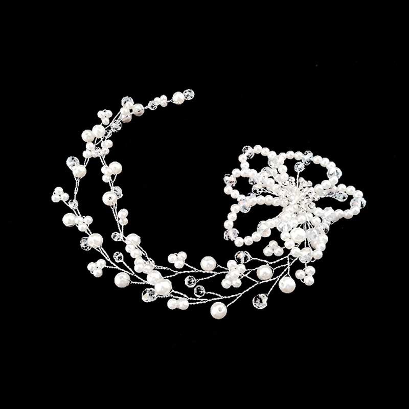 Băng đô trang trí hình hoa đính đá nhân tạo cho cô dâu