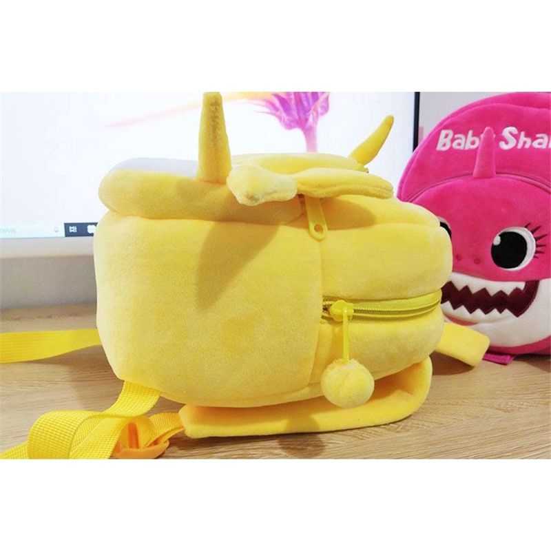 Ba lô đi học vải lông mini thiết kế cá mập Baby Shark mềm mại làm quà tặng cho trẻ em