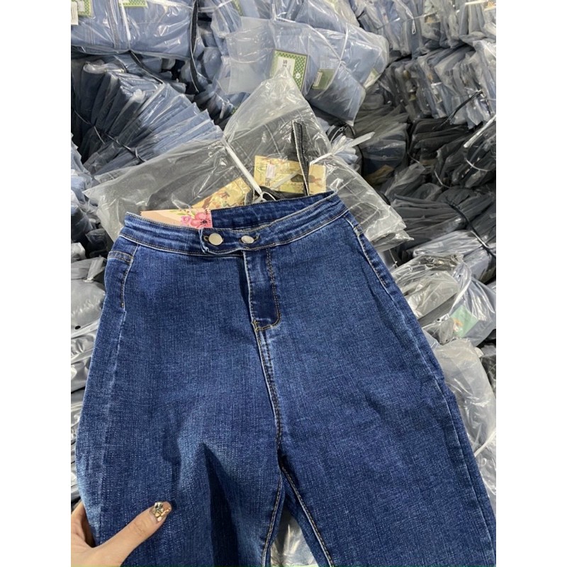 Quần Jean 2 Khuy Cạp Cao✨QUẦN JEAN TRƠN LƯNG CAO SIÊU HACK CHÂN