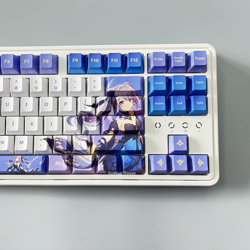 Keqing Keycap Cherry Hồ sơ Genshin Impact Anime PBT Dye Sub Bàn phím cơ học Keycap