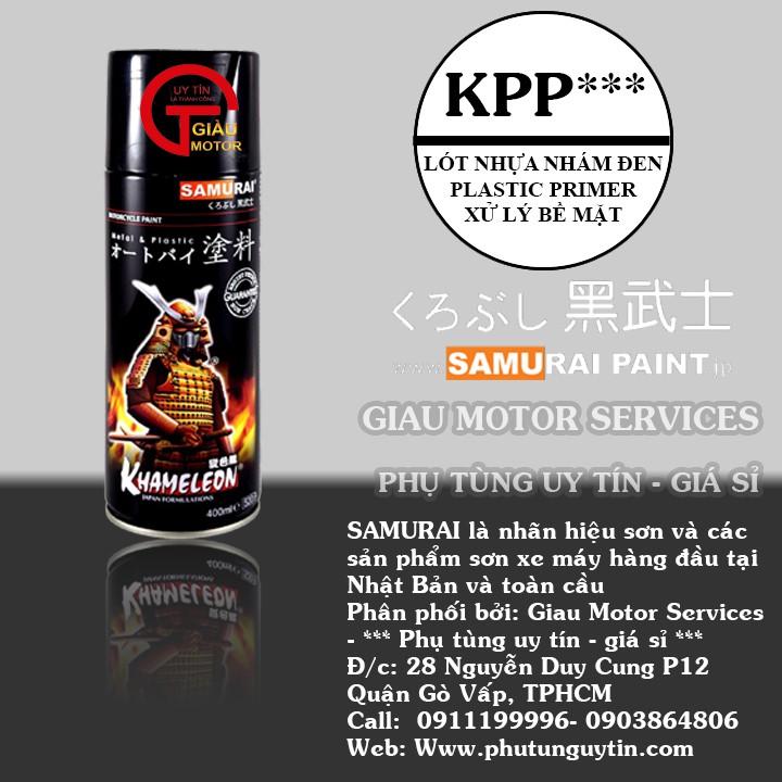 KPP Chai sơn xịt s xe máy Samurai KPP _ Chất xử lý lót nhựa nhám, mủ đen - Plastic Primer - shop uy tín, giao hàng nhanh