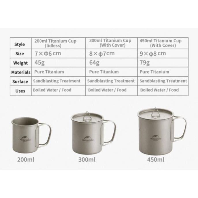 Cốc Titanium siêu nhẹ Glamping NatureHike NH20CJ005