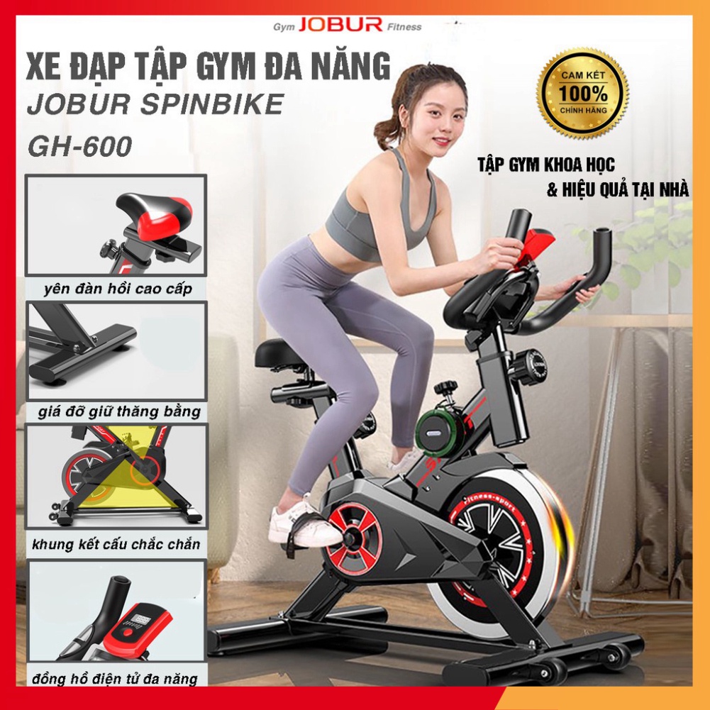 Xe đạp tập Gym JOBUR GH600 - Xe đạp tập thể dục, FITNESS tại nhà Hàng nhập khẩu CAO CẤP - Thiết kế hiện đại, chắc chắn