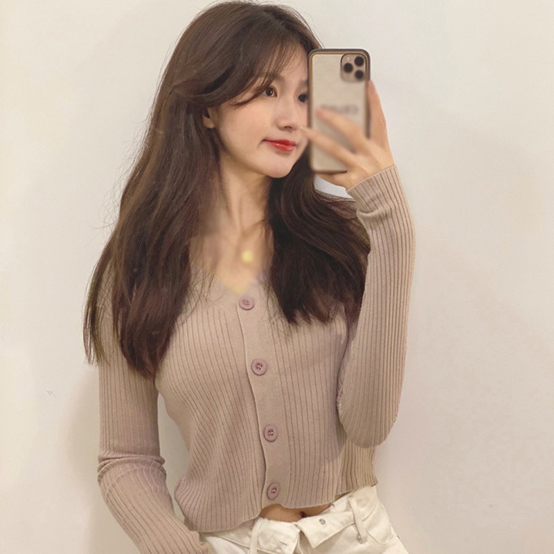 Áo Khoác Len Cardigan Tay Dài Cổ Chữ V Dáng Rộng Dễ Phối Đồ | BigBuy360 - bigbuy360.vn