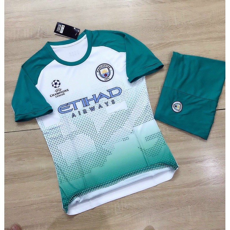 Bộ quần áo bóng đá trẻ em từ 13-45kg câu lạc bộ Manchester City các màu chính hãng