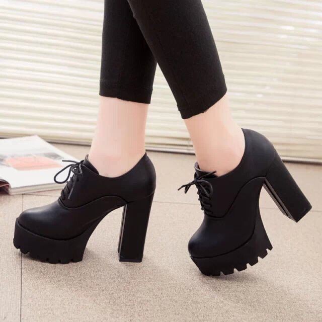 Giày Cao Gót Da Chống Thấm Nước Thời Trang Thu Đông 2021 Dành Cho Nữ