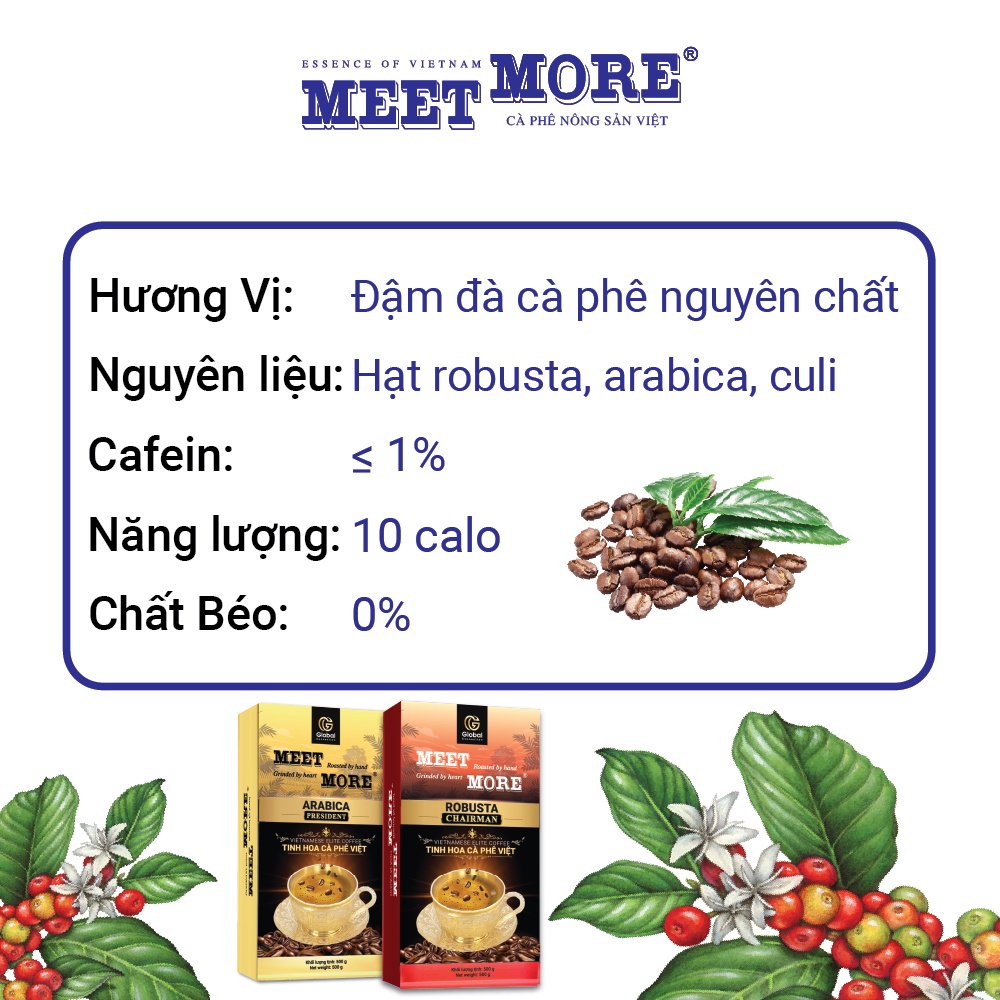 Cà phê Robusta và Arabica đẳng cấp MEET MORE 500gr HCC01