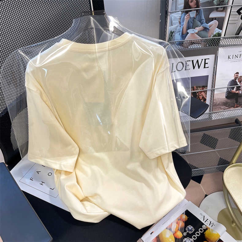 Áo Thun Cotton Dáng Rộng Tay Ngắn In Hình Hoa Tulip Vàng Thời Trang Mùa Hè Cho Nữ