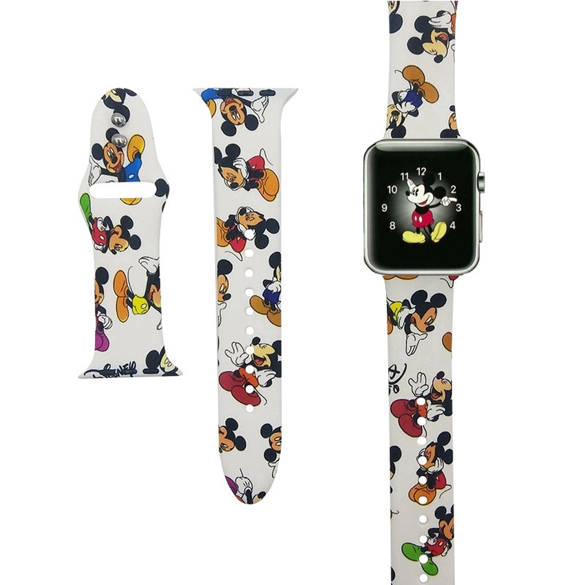 Dây Đeo Silicon Hình Chuột Mickey Dễ Thương Cho Apple Watch Series 5 4 3 2 1 Iwatch 44mm 42mm 40mm 38mm