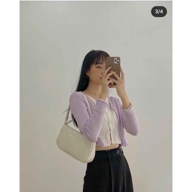 Áo knit 2 lớp tay phối bèo