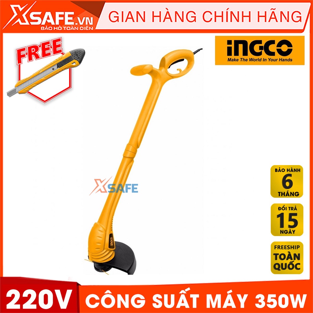 Máy cắt cỏ dùng điện INGCO GT3501 350W Máy làm cỏ kiểu dáng gọn nhẹ, dễ dàng cầm nắm, di chuyển giữ cân bằng tốt