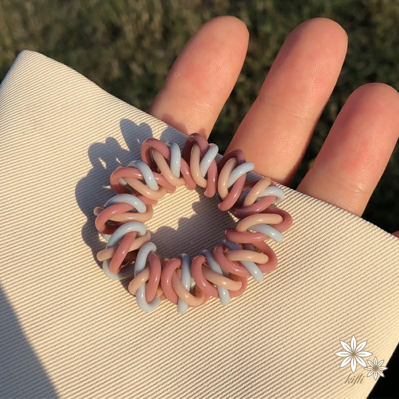 【kifli】Dây Buộc Tóc Cao Su Nhám Ba Màu Kiểu Mori Đơn Giản Không Đường May