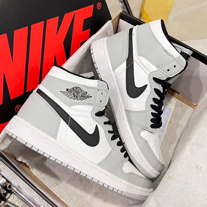 Giày thể thao jordan màu xám trắng cổ cao nam nữ ,Giày JD Jordan 1 High Xám cổ cao cực chất Full box bill