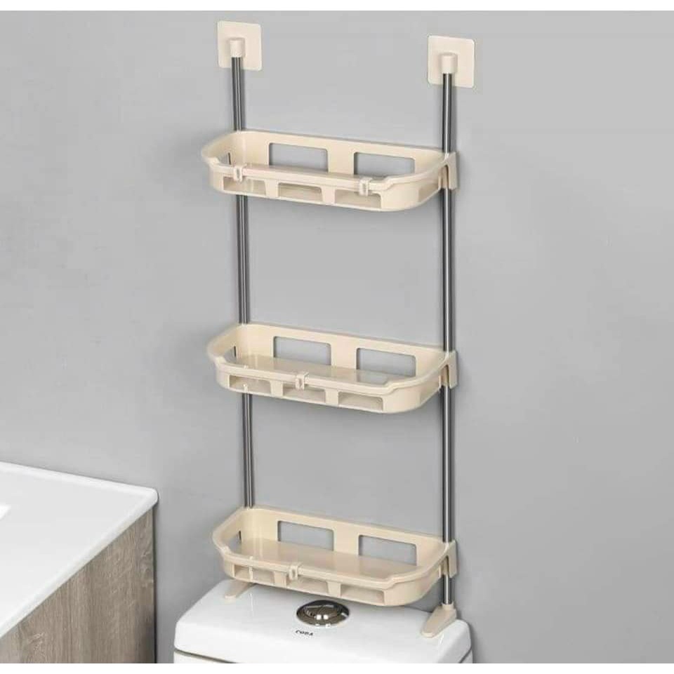 Kệ nhựa toilet nhà vệ sinh 3 tầng, khung inox KT 78x30x16cm