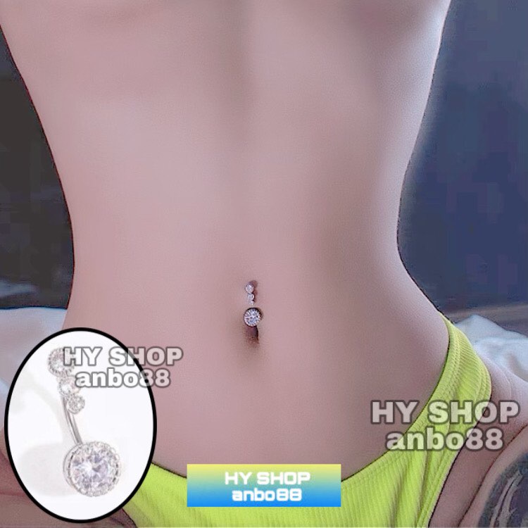 Khuyên rốn titan đính kim tròn nhiều lớp titan không gỉ không đen