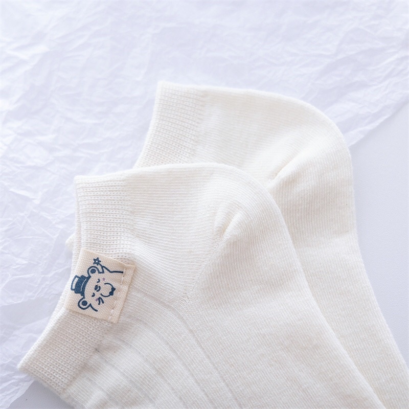 Tất (vớ) trắng trơn nữ cổ ngắn cotton dễ thương