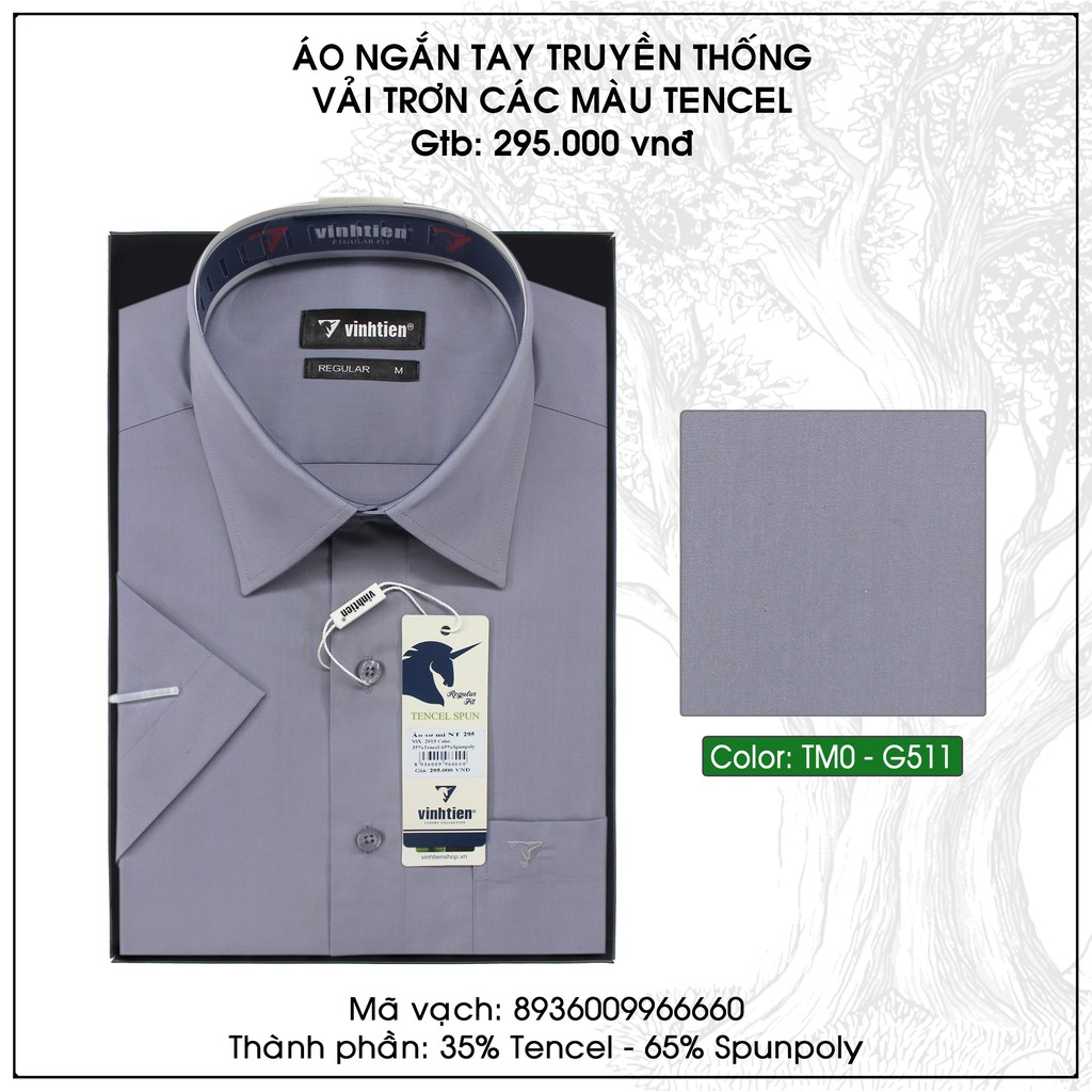 Áo sơ mi nam ngắn tay trơn màu vạt bằng Vĩnh Tiến 295 | BigBuy360 - bigbuy360.vn