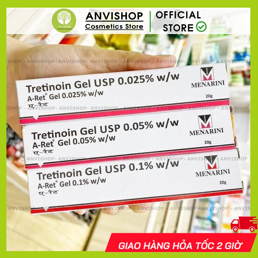 Gel tái tạo da, giảm mụn nám Tretinoin Gel USP 0.025% - 0.05% - 0.1% 20g