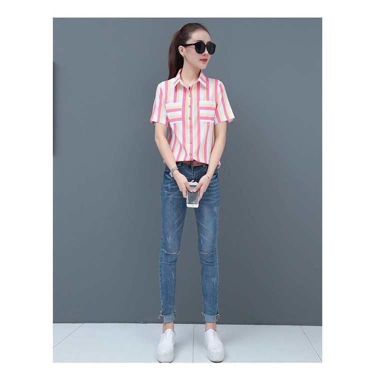 Áo Sơ Mi SixSisters Tay Dài Thiết Kế Trẻ Trung Hợp Thời Trang Cho Bạn Gái