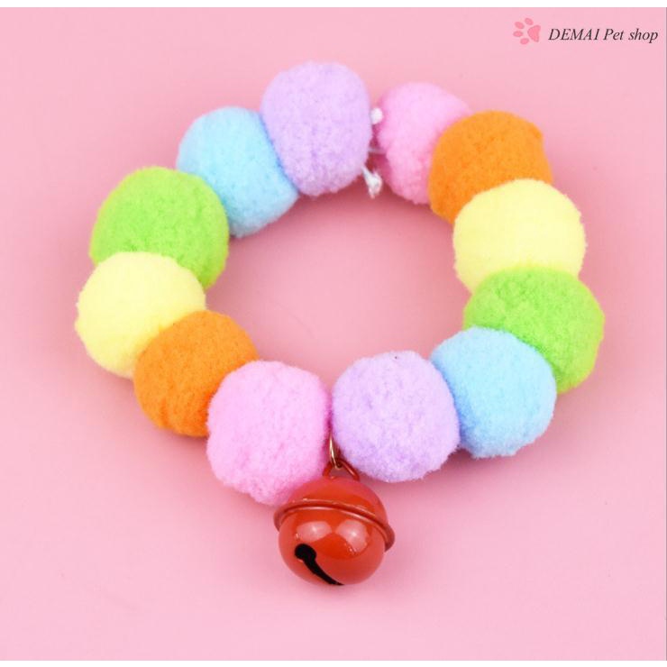 Vòng Cổ Cho Mèo Hình Pom Pom - Vòng cổ đính bóng lông xinh xắn dành cho thú cưng - ZIPPOPETSHOP