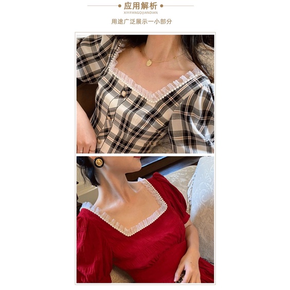 Ren bèo nhún viền hạt trai dùng may viền váy, áo, khăn trải bàn, hanmade ...