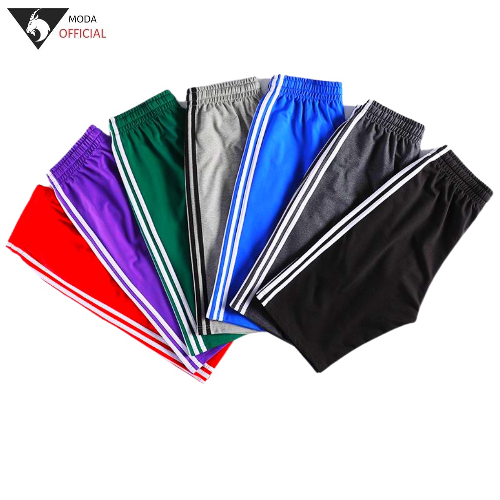 Combo 5 quần nam 3 sọc thun MODA -quần short đùi nam vãi lụa thoáng mát màu đa dạng giao ngẫu nhiên