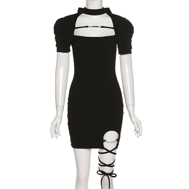 DUNEA Đầm Ngắn Tay Lưng Cao Gợi Cảm Dành Cho Nữ