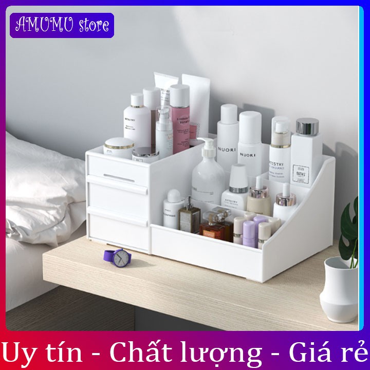 KỆ MỸ PHẨM Siêu tiện ích Kệ có 3 tầng bao gồm 2 ngăn kéo