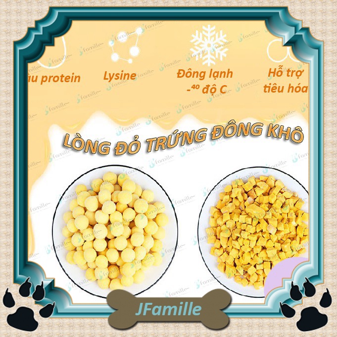 [LÔNG ÓNG MƯỢT]Thức Ăn Bổ Sung JFamille,Lòng Đỏ Trứng Đông Khô Cho Chó Mèo, Giàu Đạm, Tăng Sức Đề Kháng - JF58