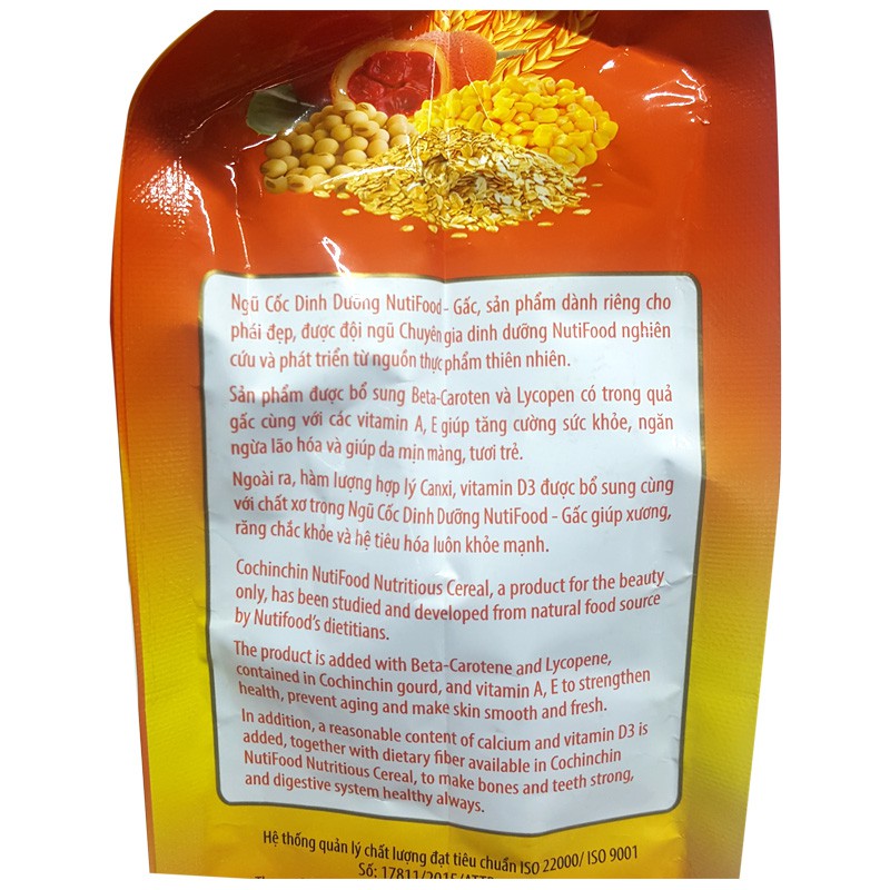 Bột Ngũ Cốc Dinh Dưỡng Gấc NutiFood Gói 500 G (20 Gói x 25G)